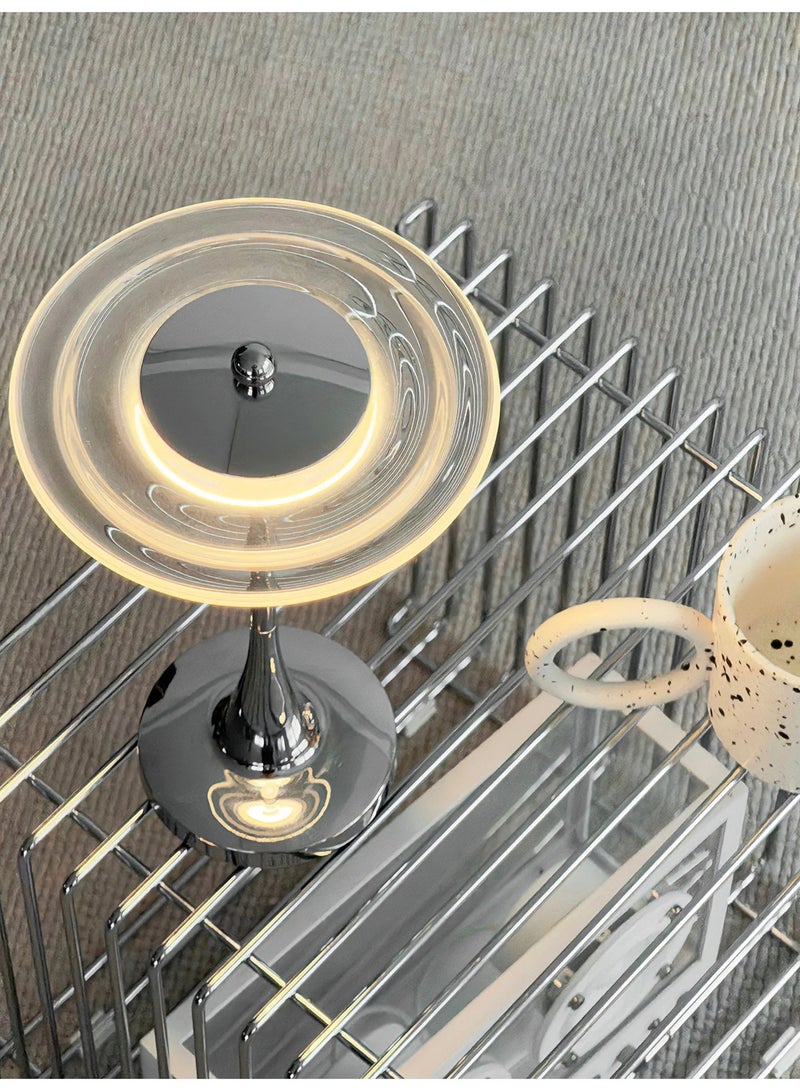 Bedroom Table Lamp, LED Ambient Creative UFO-Shaped Acrylic Lamp with Touch Control, 3-Color Dimming & USB Charging, Bedside Lamp - Image 2